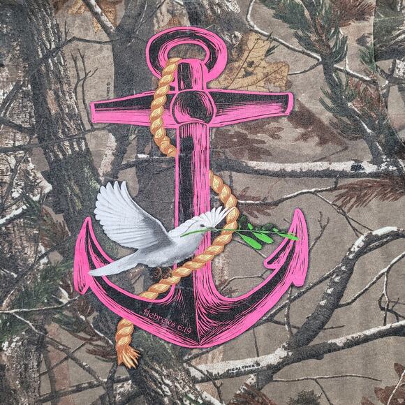 Real-Tree Christian Hebrew 6:19 Shirt Womens Medium 19x25 Brown - Picture 8 of 14